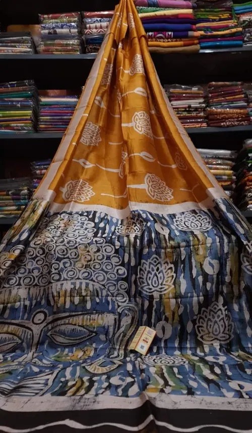 Hand Painted Batik Pure Silk Mark Certified Bishnupuri Silk Sarees